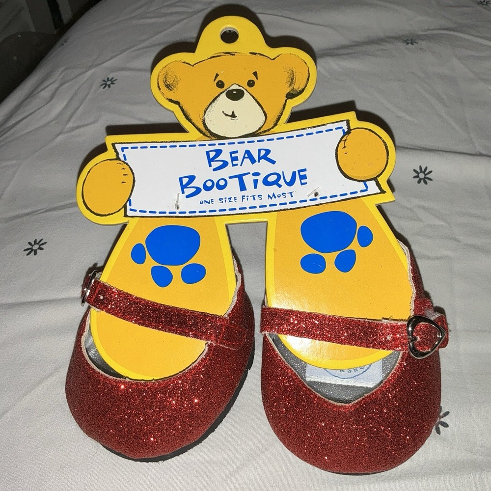 Build A Bear Workshop Glitter Ruby Slippers Red Mary Jane Shoes Glitter Pretty